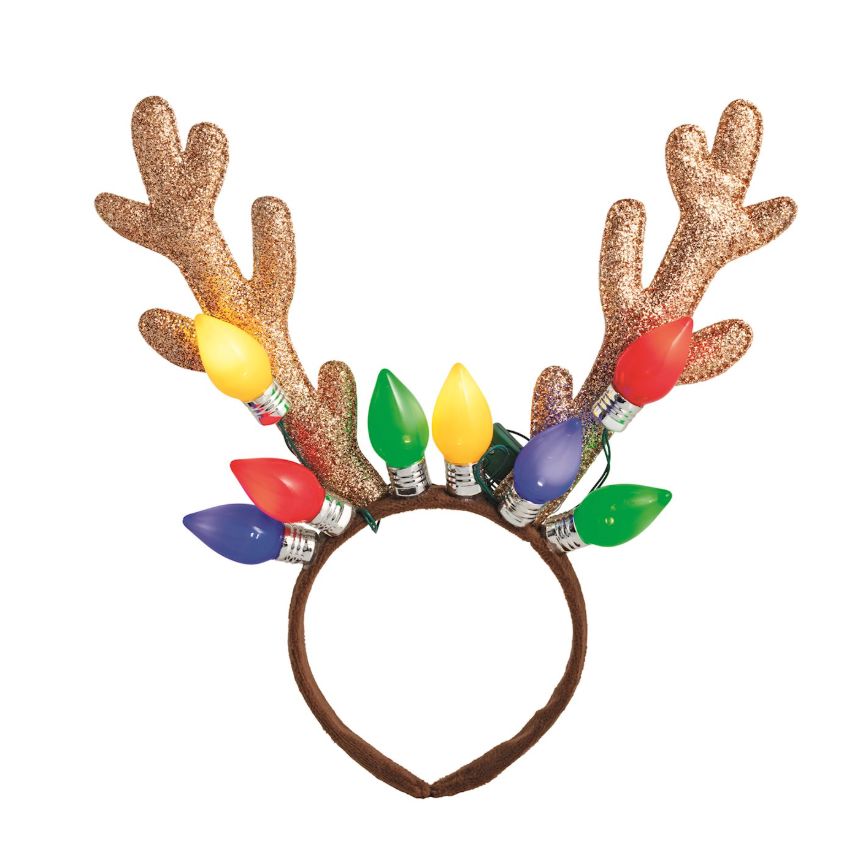 Reindeer Antler Light Up Headband Christmas Decor MudPie Gold 