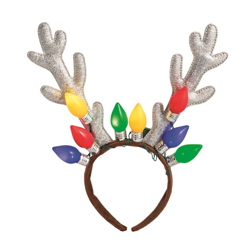 Reindeer Antler Light Up Headband Christmas Decor MudPie Silver 