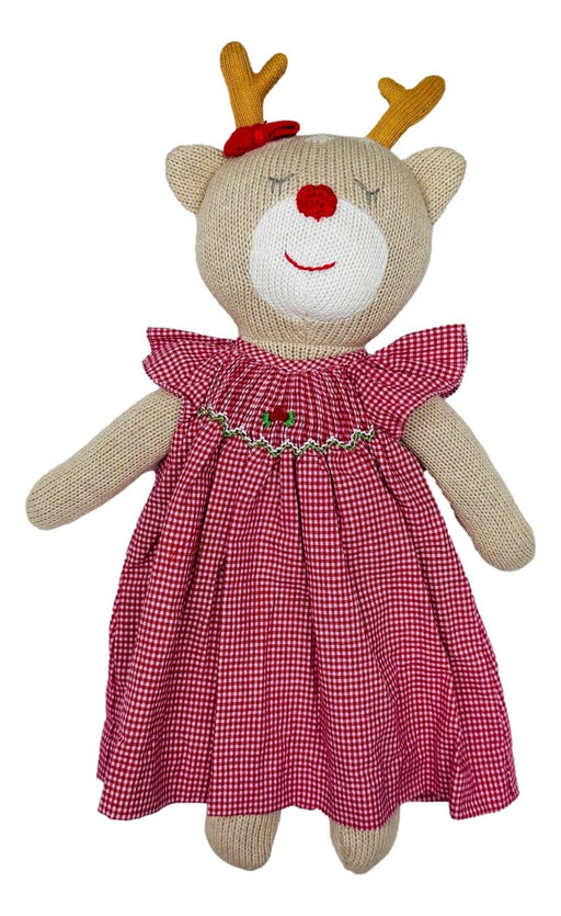 Reindeer in Red Smocked Dress Plush Toy Zubels 