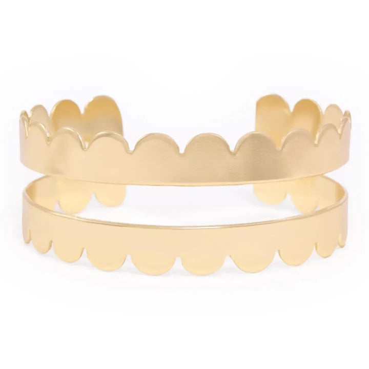 Remi Scalloped Edge Brass Cuff Womens Bracelet Ink and Alloy 
