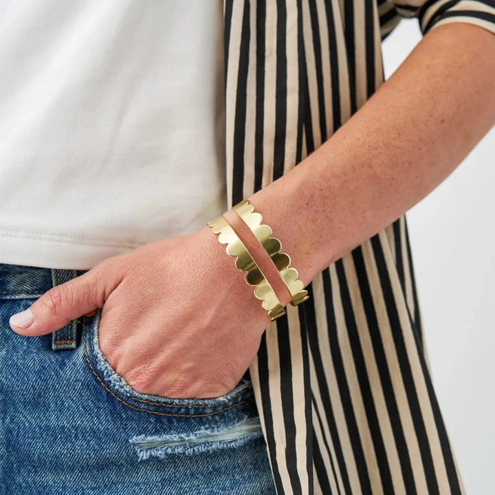 Remi Scalloped Edge Brass Cuff Womens Bracelet Ink and Alloy 