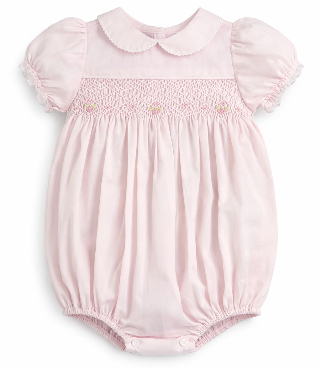 Renee Bubble - Pink Smocked Girl Bubble Baby Blessings 