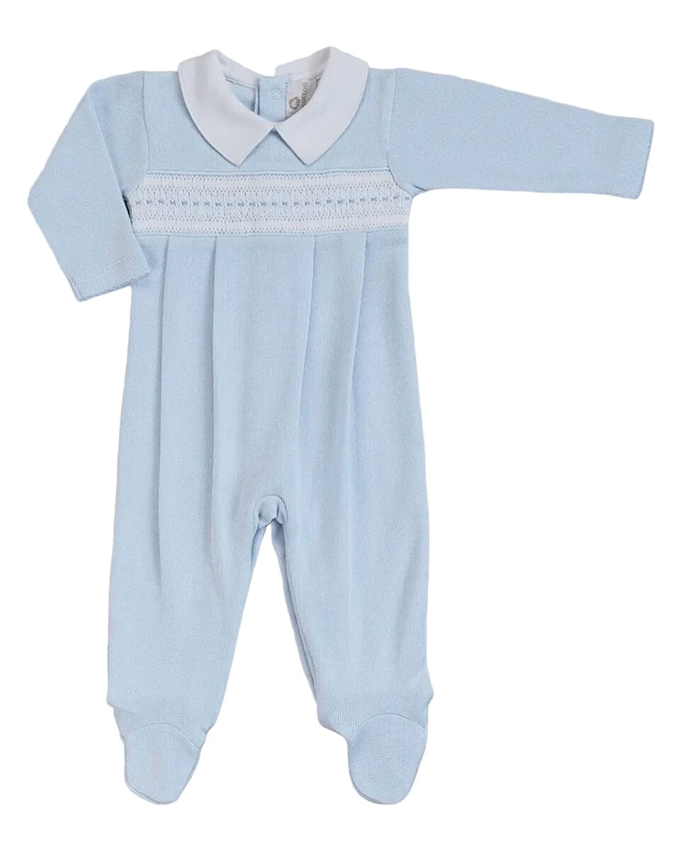 Renzi Hand Smocked Footie - Blue Boy Footie Miocotton 