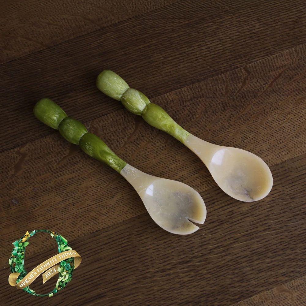 RESIN Rio Bubble Salad Servers - Green Utensil Beatriz Ball 