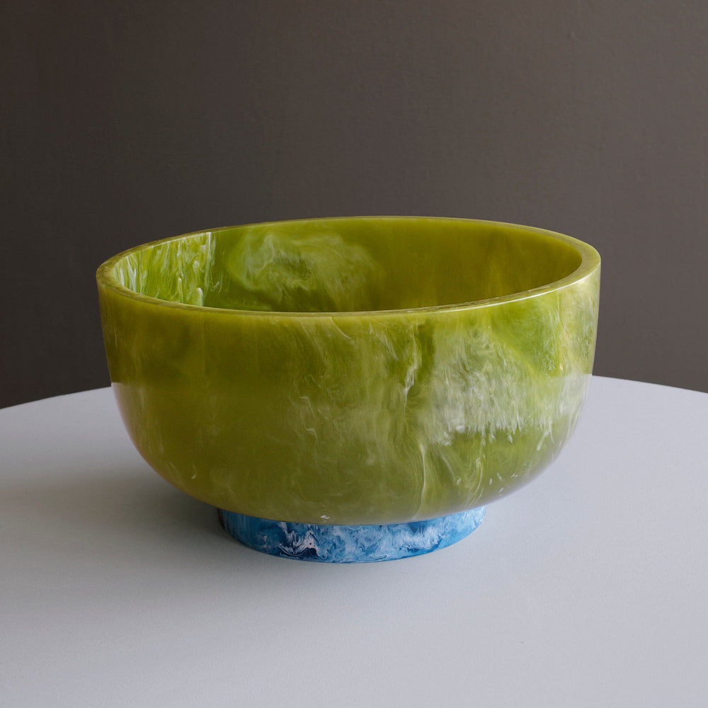 Resin Rio Large Bowl with Base - Green and Blue Decorative Bowl Beatriz Ball 