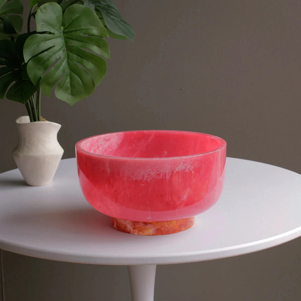 Resin Rio Large Bowl with Base - Pink and Orange Decorative Bowl Beatriz Ball 