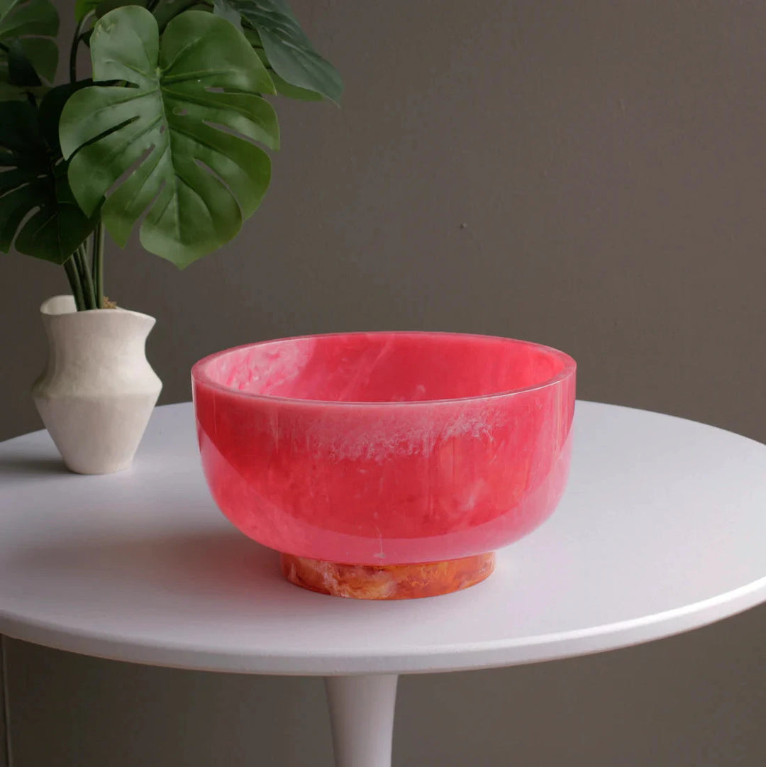 Resin Rio Large Bowl with Base - Pink and Orange Decorative Bowl Beatriz Ball 