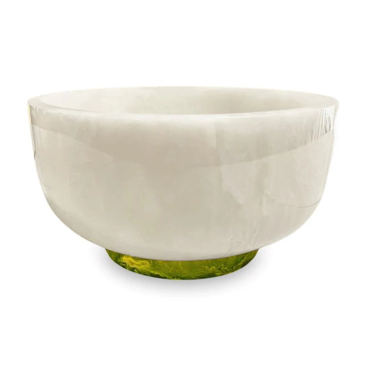 Resin Rio Large Bowl with Base - White and Green Decorative Bowl Beatriz Ball 