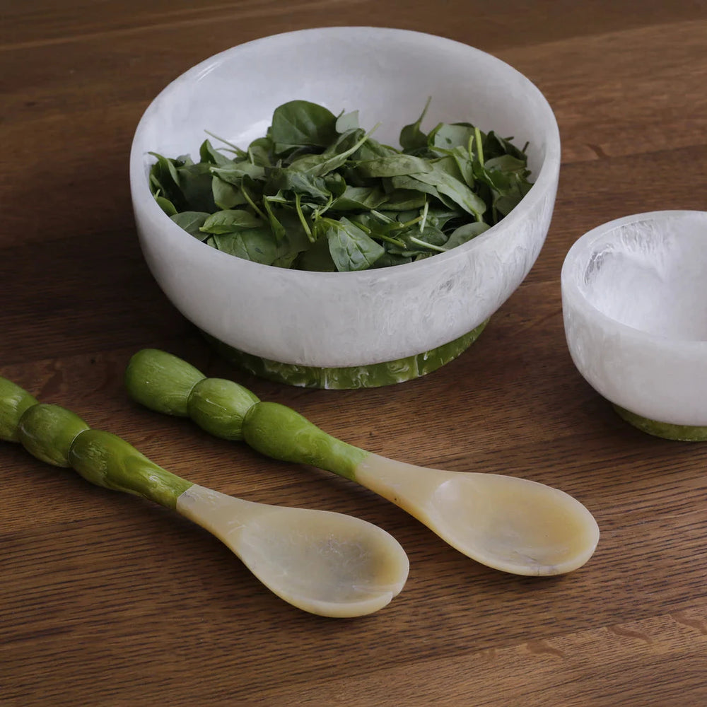 Resin Rio Small Bowl with Base - White and Green Decorative Bowl Beatriz Ball 