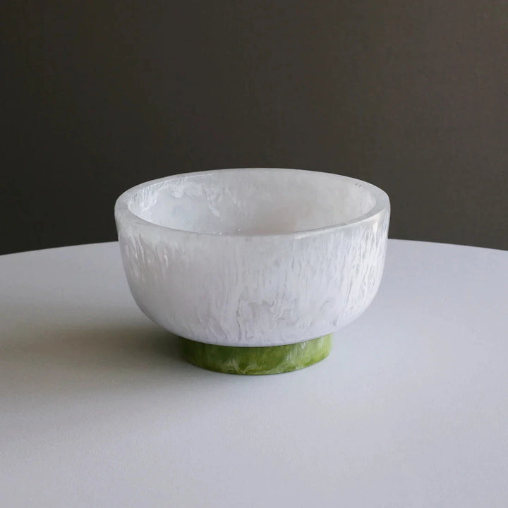 Resin Rio Small Bowl with Base - White and Green Decorative Bowl Beatriz Ball 