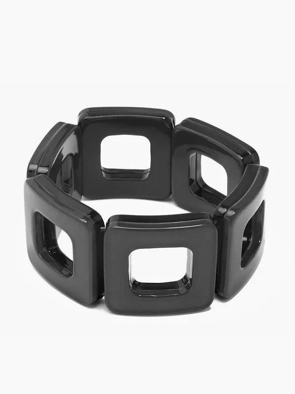 Resin Square Cutout Stretch Bracelet Womens Bracelet Zenzii Jewelry Black 