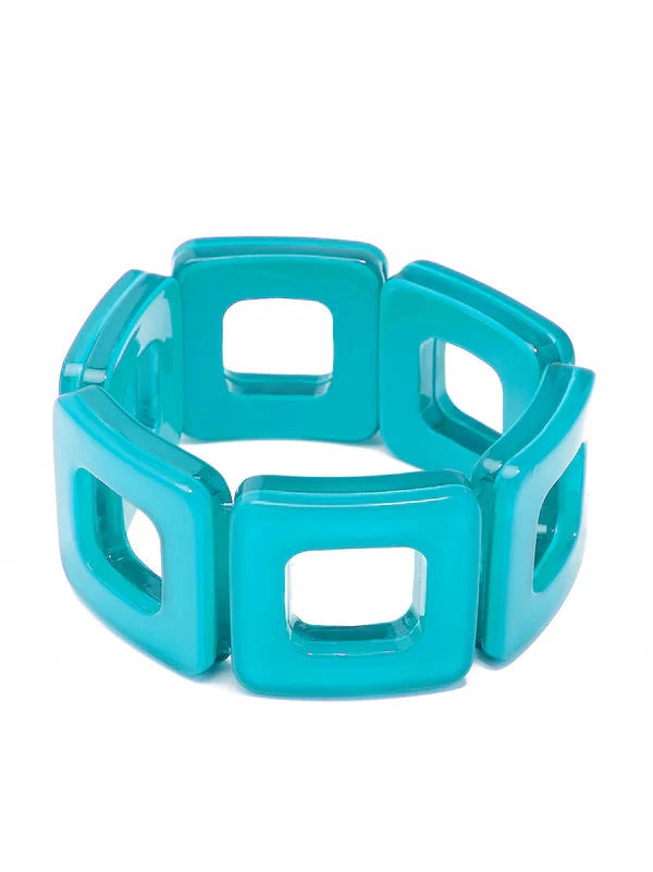 Resin Square Cutout Stretch Bracelet Womens Bracelet Zenzii Jewelry Bright Blue 