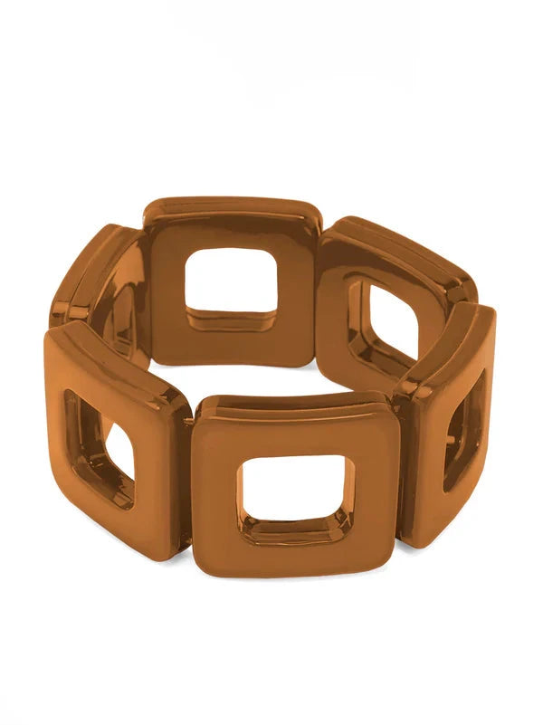 Resin Square Cutout Stretch Bracelet Womens Bracelet Zenzii Jewelry Brown 