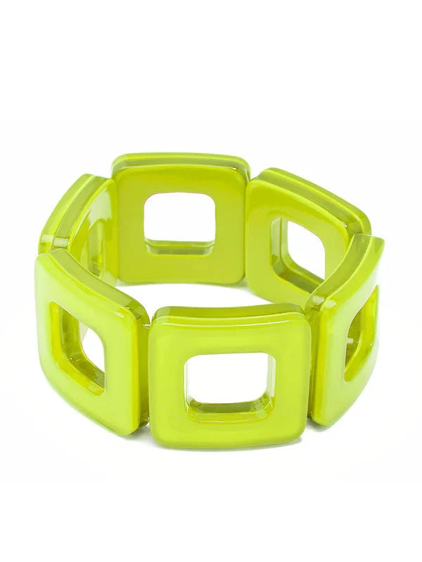 Resin Square Cutout Stretch Bracelet Womens Bracelet Zenzii Jewelry Lime 
