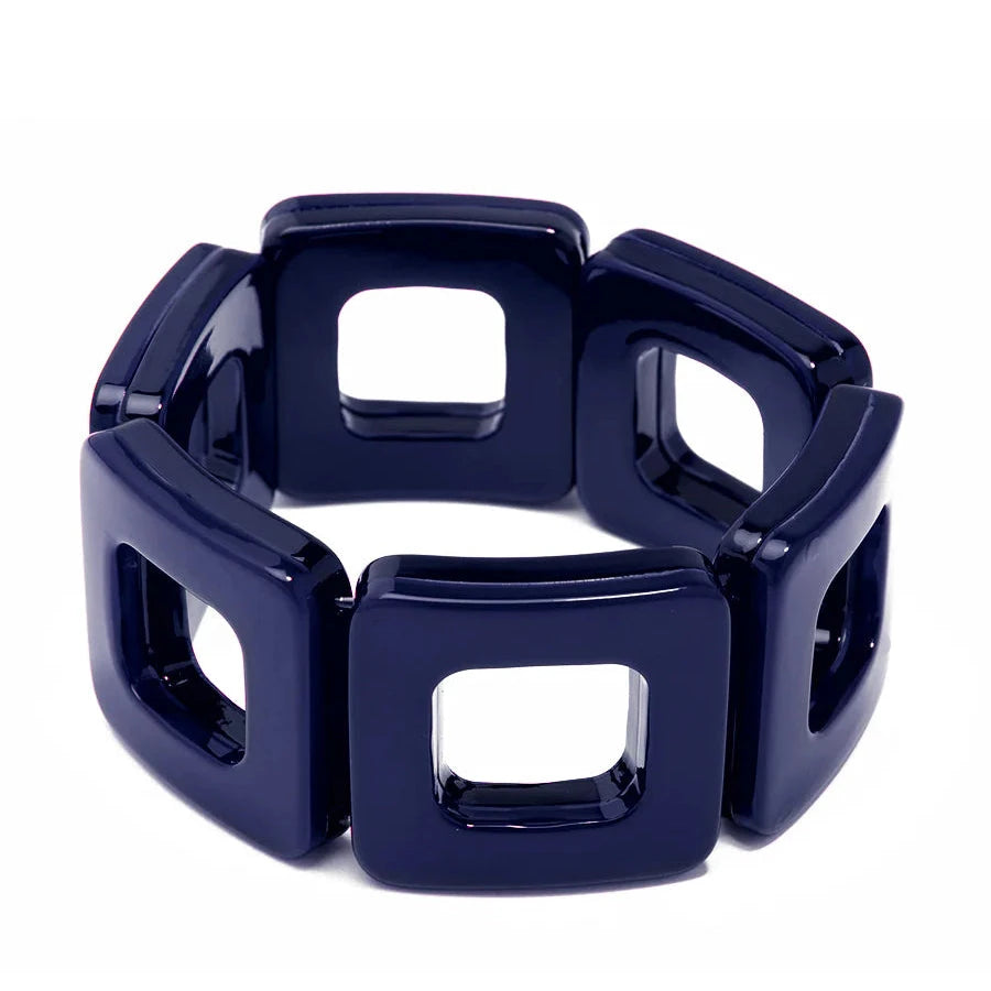 Resin Square Cutout Stretch Bracelet Womens Bracelet Zenzii Jewelry Navy 