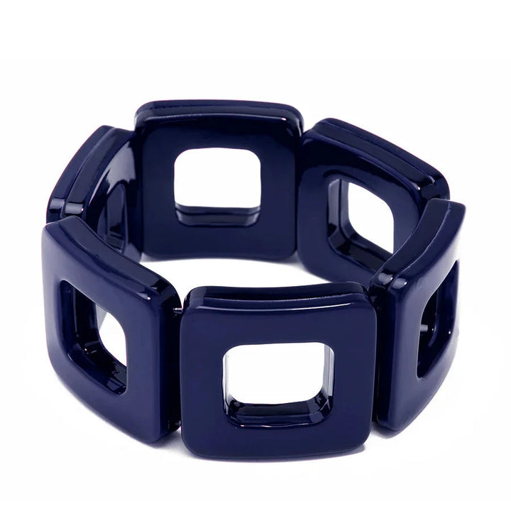 Resin Square Cutout Stretch Bracelet Womens Bracelet Zenzii Jewelry Navy 