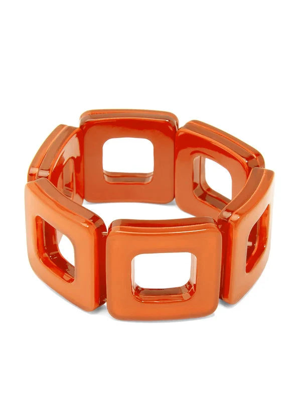 Resin Square Cutout Stretch Bracelet Womens Bracelet Zenzii Jewelry Orange 