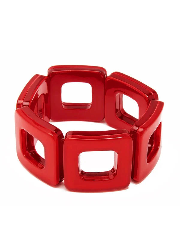 Resin Square Cutout Stretch Bracelet Womens Bracelet Zenzii Jewelry Red 