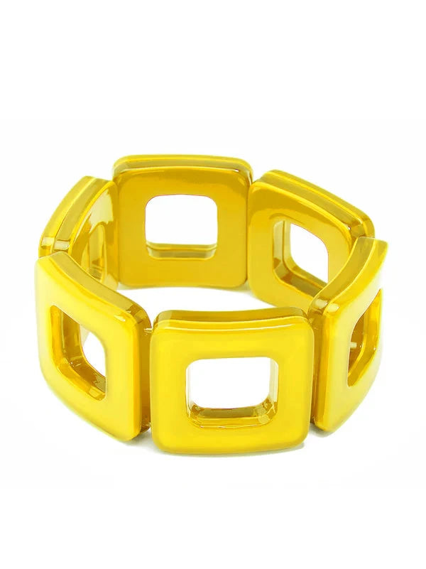 Resin Square Cutout Stretch Bracelet Womens Bracelet Zenzii Jewelry Yellow 