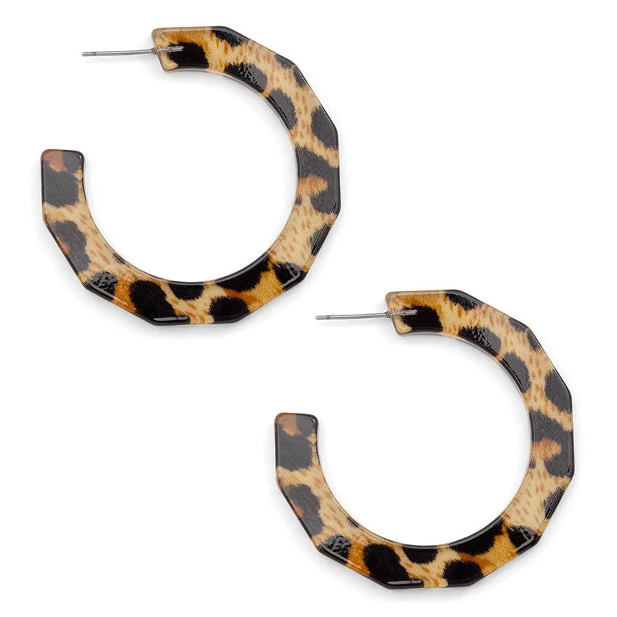 Resin Textured Leopard Hoop Earring Womens Earrings Zenzii Jewelry 