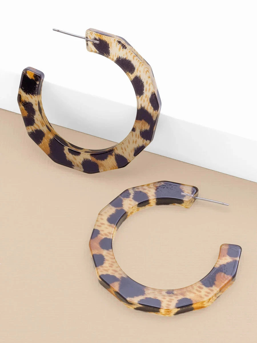 Resin Textured Leopard Hoop Earring Womens Earrings Zenzii Jewelry 