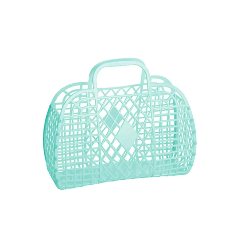 Retro Basket Tote - Small Jelly Tote Sun Jellies Seafoam 