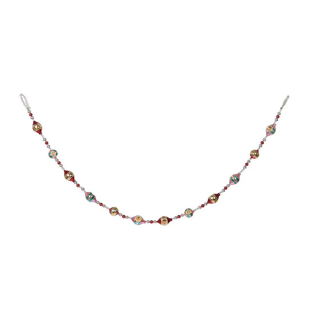 Retro Tinsel And Glass Finial Garland - 60" Garland Park Hill 