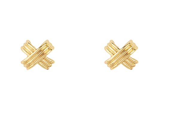 Ribbon Crisscross Stud Earrings Womens Earrings Golden Stella 