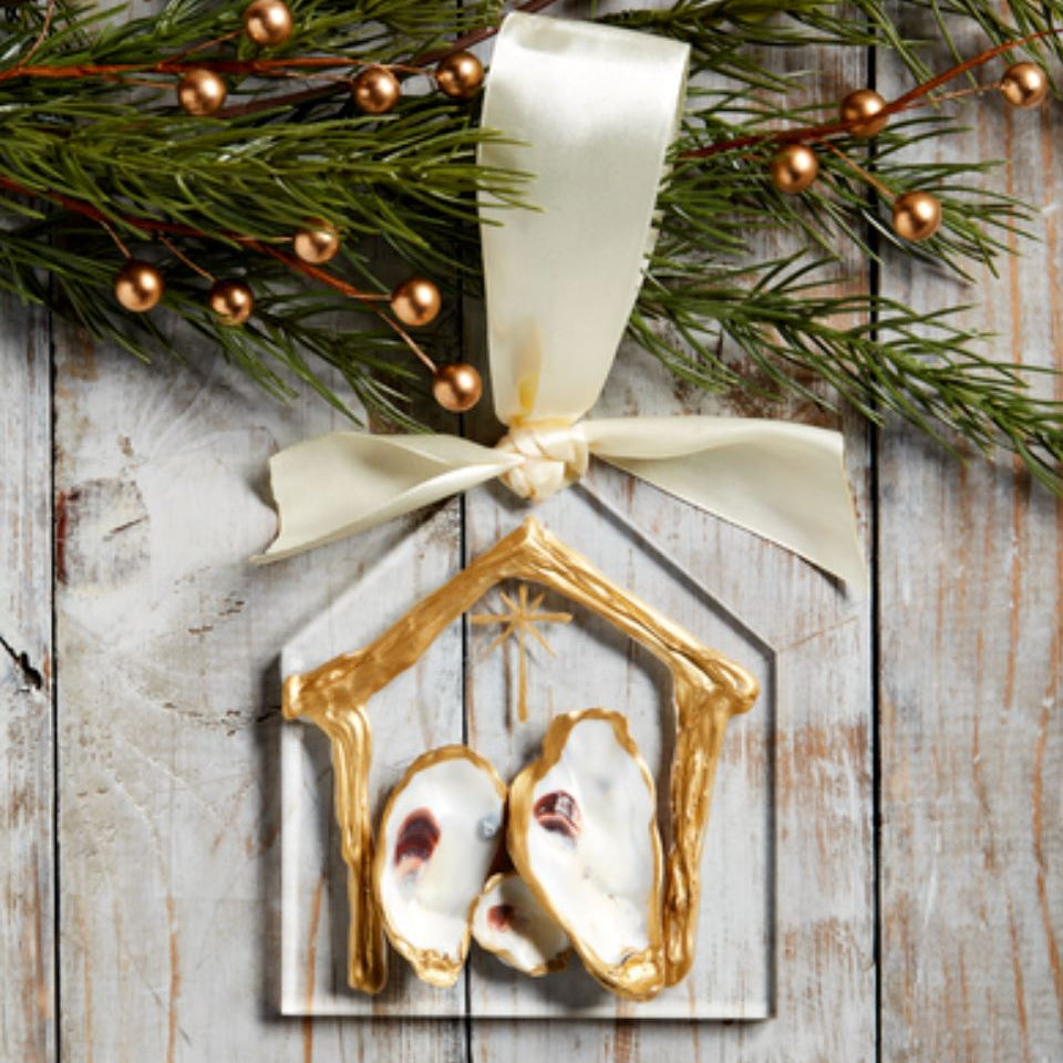 Ribbon Oyster Nativity Ornament Christmas Ornament MudPie 
