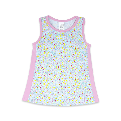 Riley Tank - Itsy Bitsy Floral, Cotton Candy Pink Girl Shirt Set Athleisure 