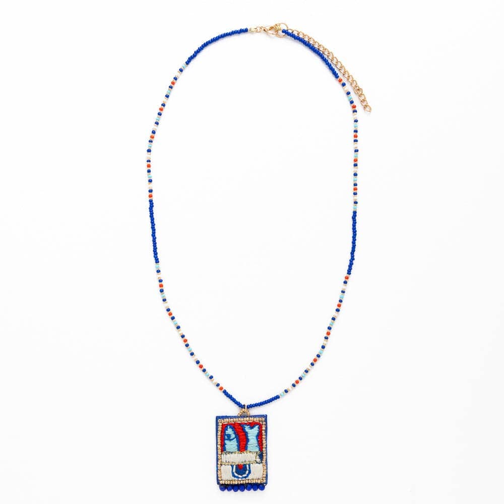 Robin Beaded Necklace With Embroidered Sardines Womens Necklace Ink and Alloy 
