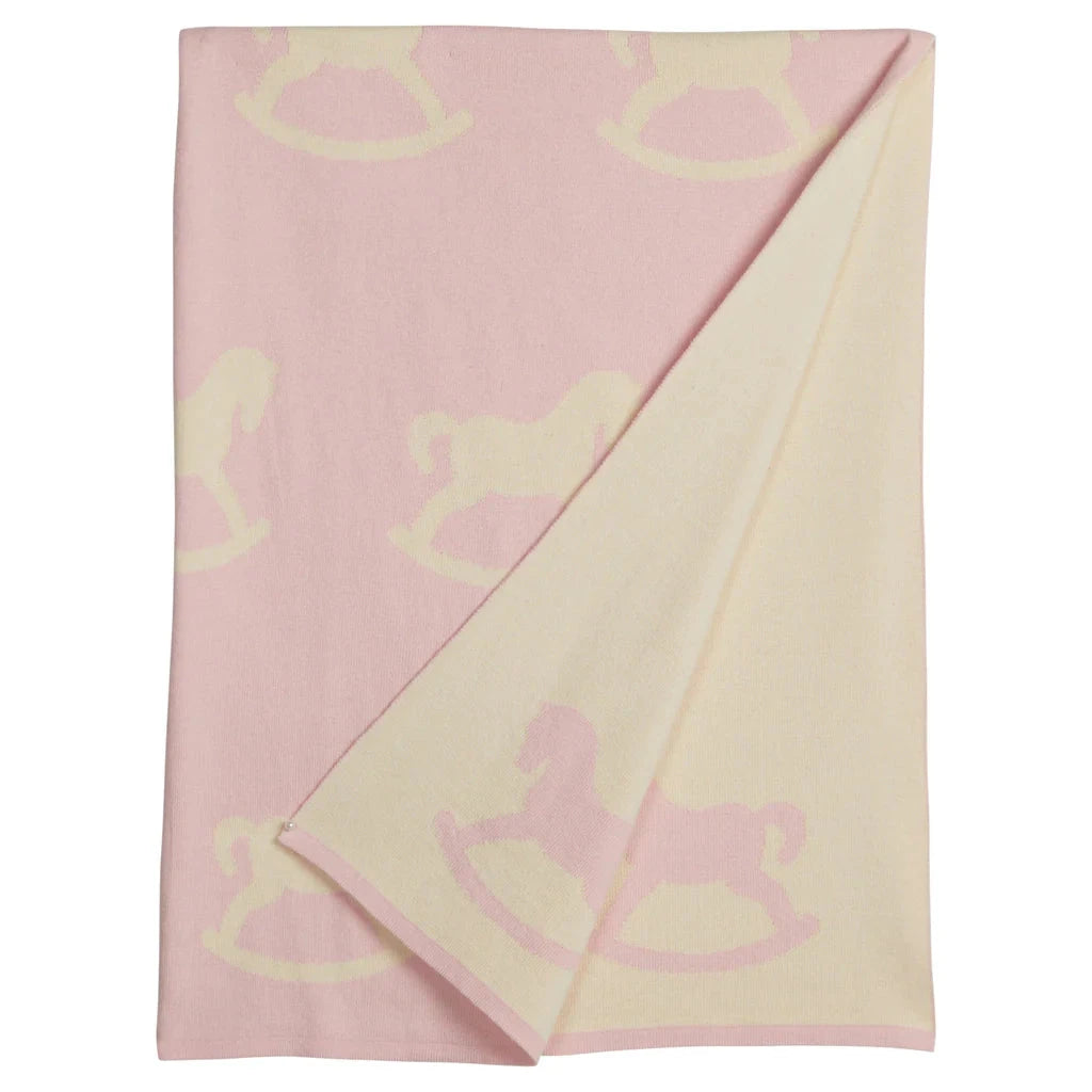 Rocking Horse Baby Blanket - Pink Baby Blanket Over The Moon 