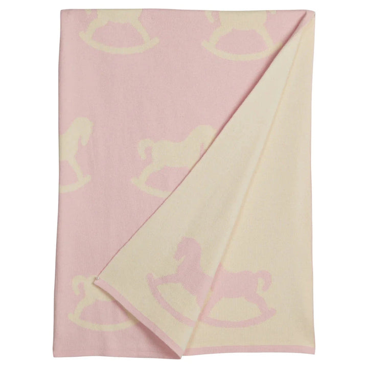 Rocking Horse Baby Blanket - Pink Baby Blanket Over The Moon 