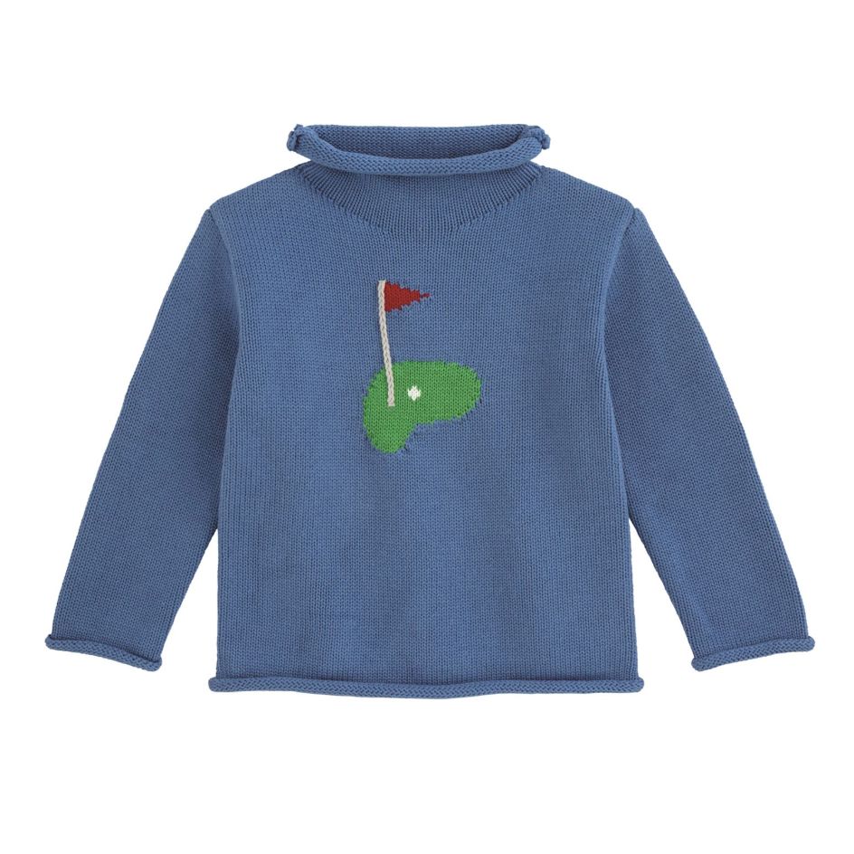 Rollneck Sweater - Light Blue Golf Boy Sweater MudPie 