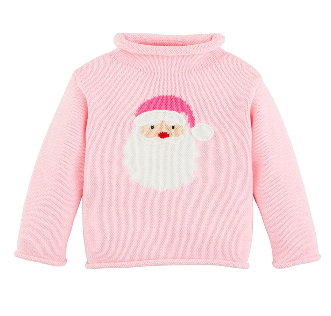 Rollneck Sweater - Pink Santa Girl Sweater MudPie 