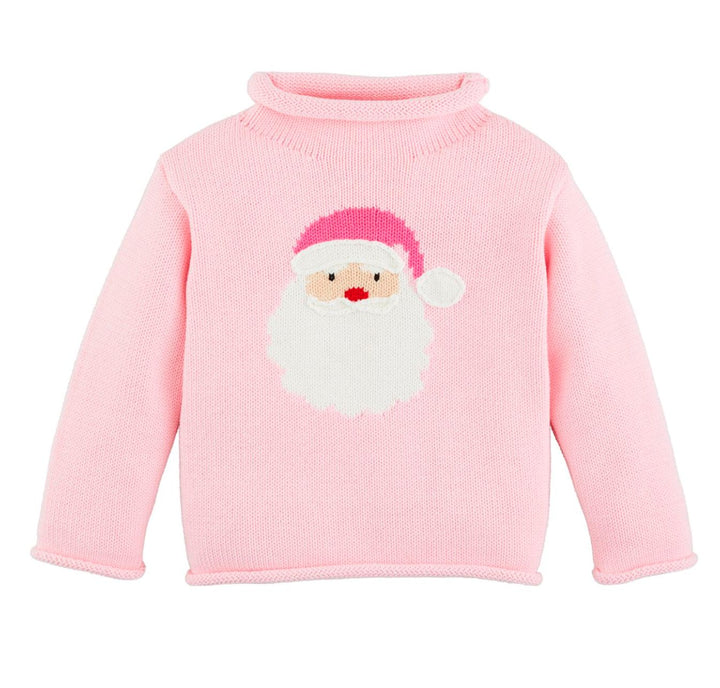 Rollneck Sweater - Pink Santa Girl Sweater MudPie 