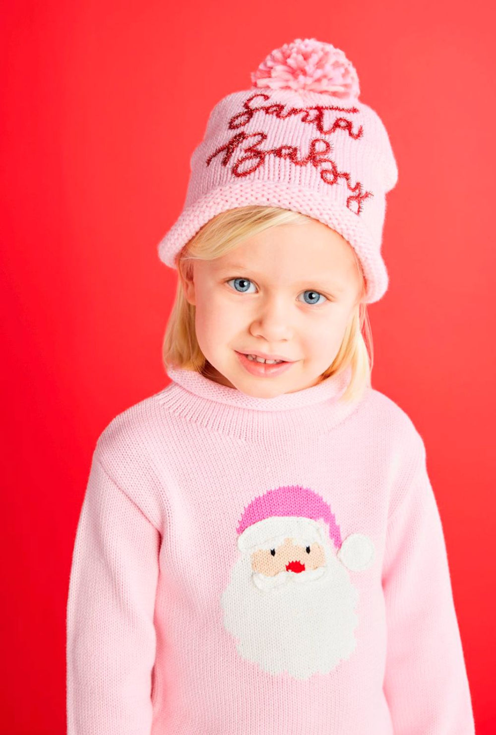 Rollneck Sweater - Pink Santa Girl Sweater MudPie 