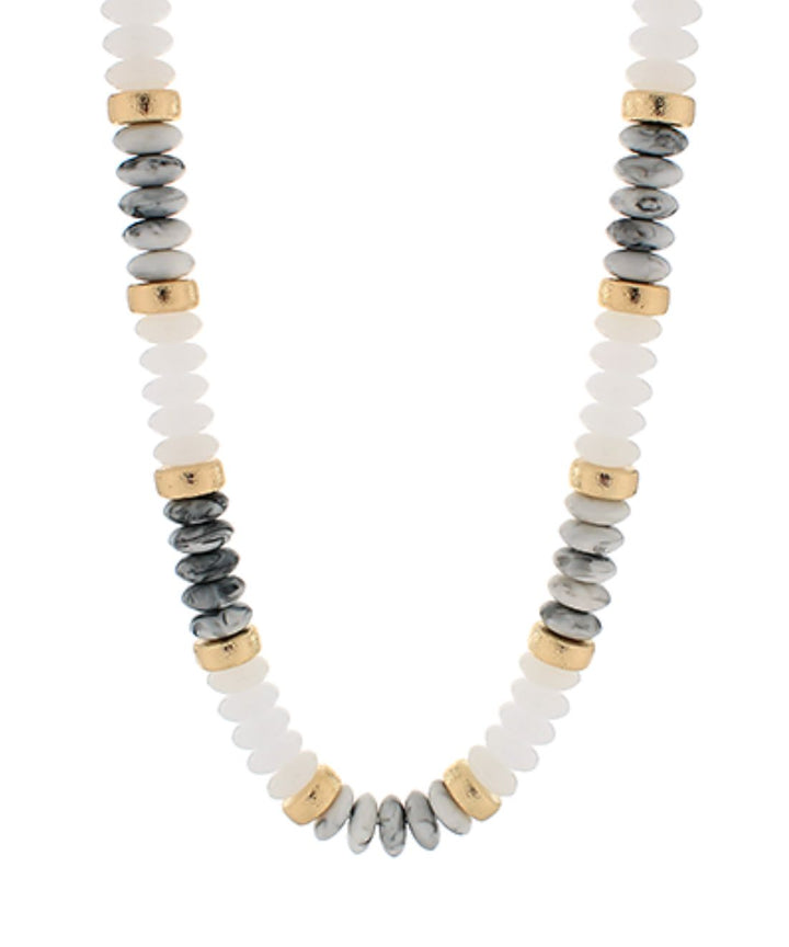 Rondelle & Metal Beads Necklaces Womens Necklace Golden Stella Howlite 