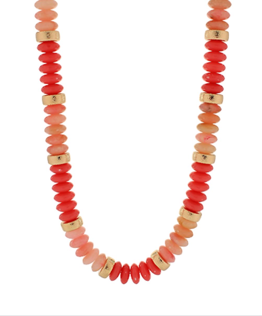 Rondelle & Metal Beads Necklaces Womens Necklace Golden Stella Pink 
