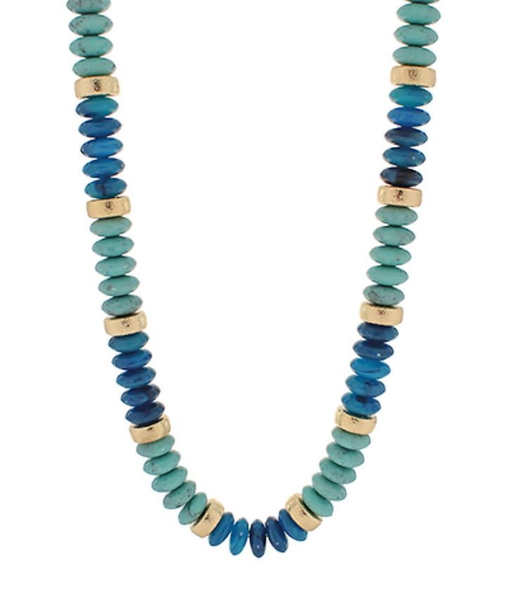 Rondelle & Metal Beads Necklaces Womens Necklace Golden Stella Turquoise 