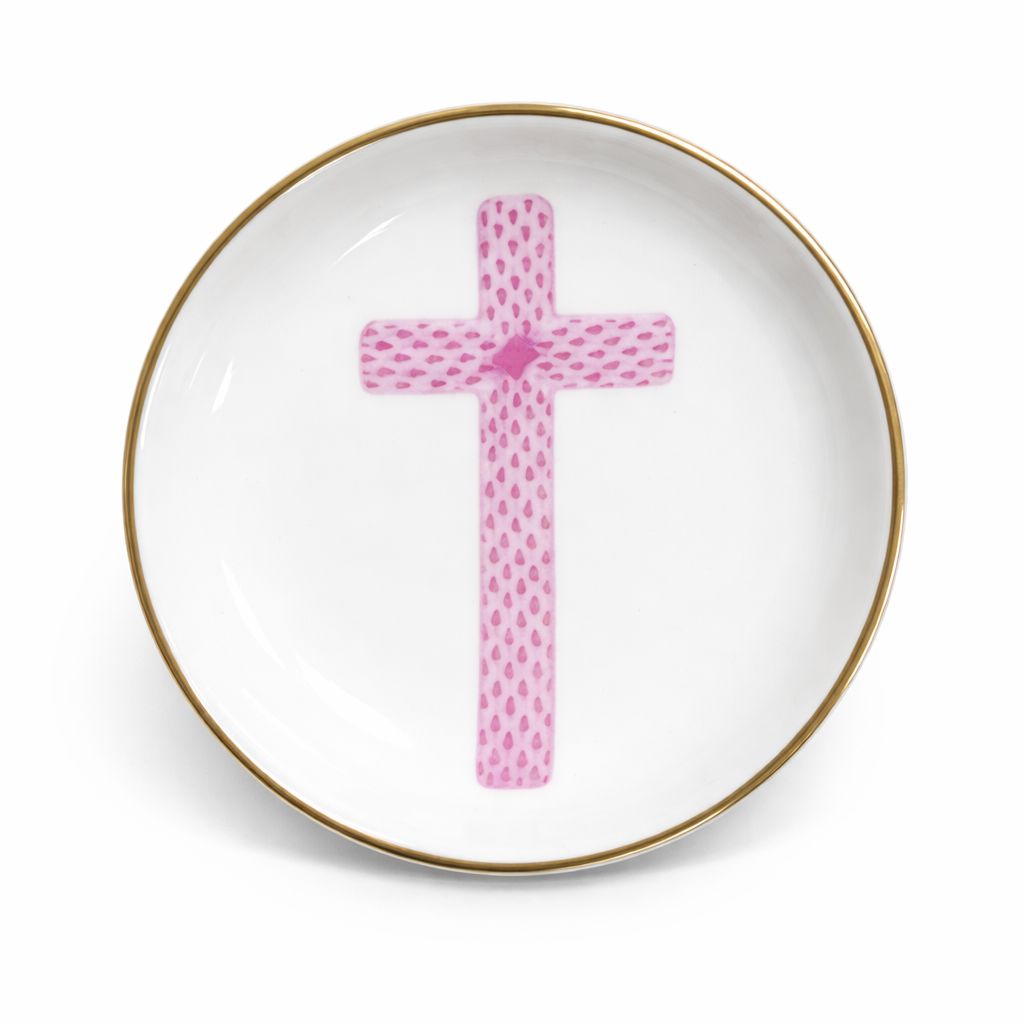 Round Cross Trinket Tray - Pink Trinket Dish The French Bee 