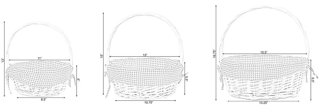 Round Easter Basket with Gingham Liners Easter Basket Quickway Imports 