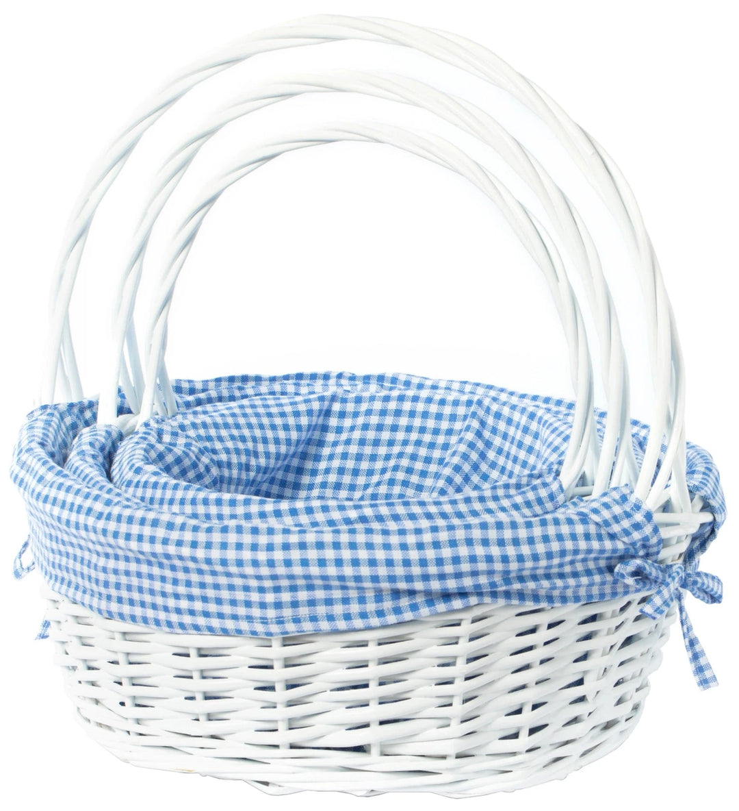 Round Easter Basket with Gingham Liners Easter Basket Quickway Imports 