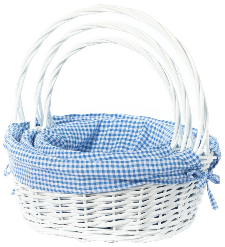 Round Easter Basket with Gingham Liners Easter Basket Quickway Imports 
