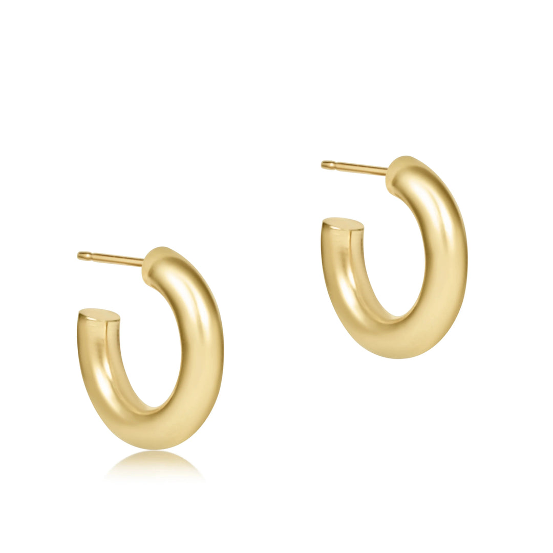 Round Gold 0.5" Post Hoops - 4mm Smooth Womens Earrings ENewton 