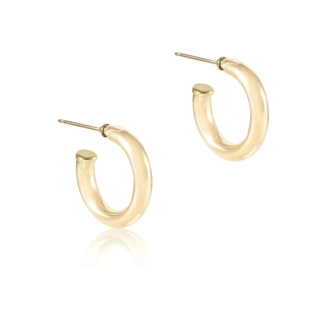 Round Gold 1" Post Hoops - 4mm Smooth Womens Earrings ENewton 
