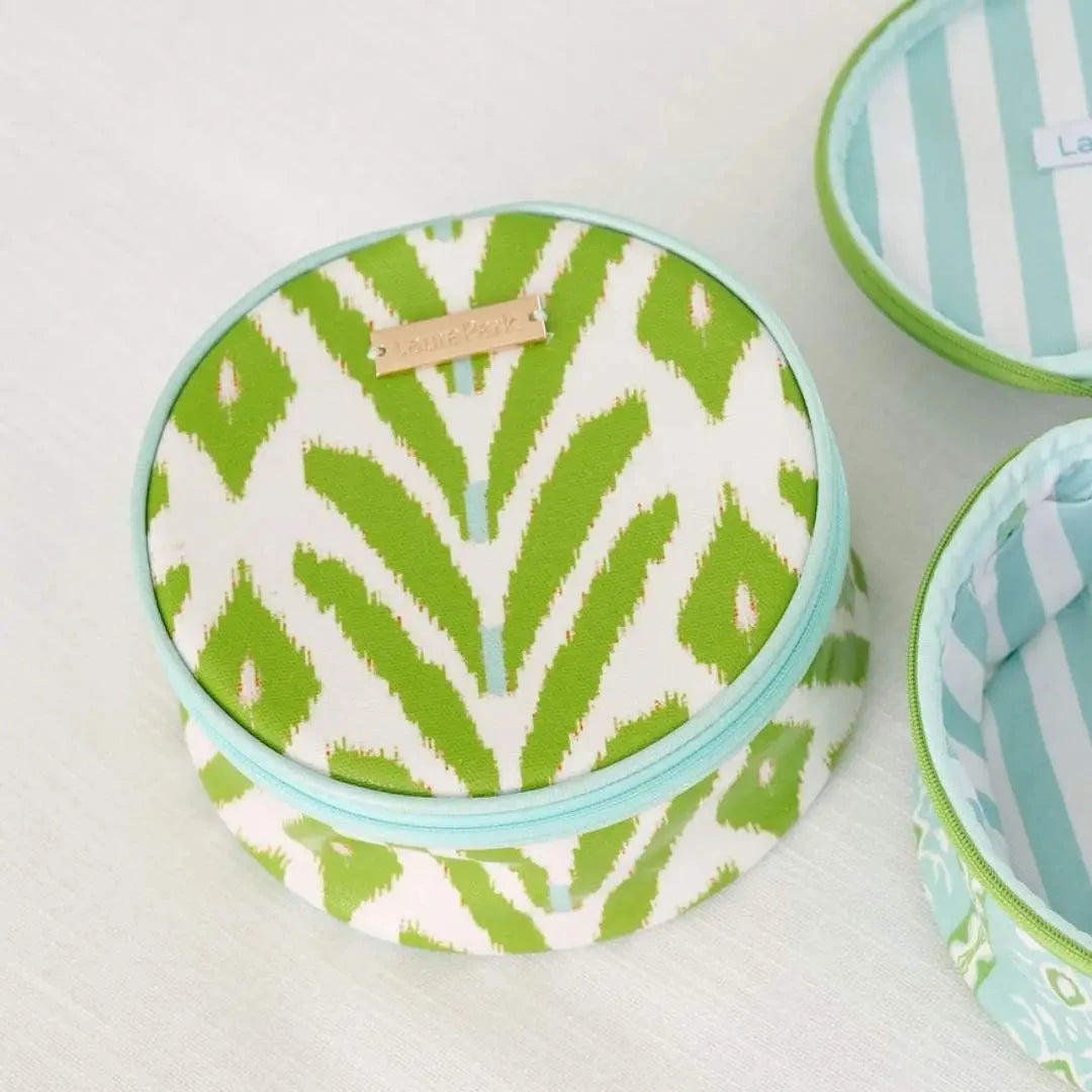 Round Jewelry Case - Petite Frond Green Jewelry Case Laura Park Design 