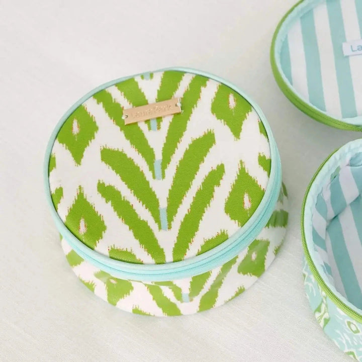 Round Jewelry Case - Petite Frond Green Jewelry Case Laura Park Design 