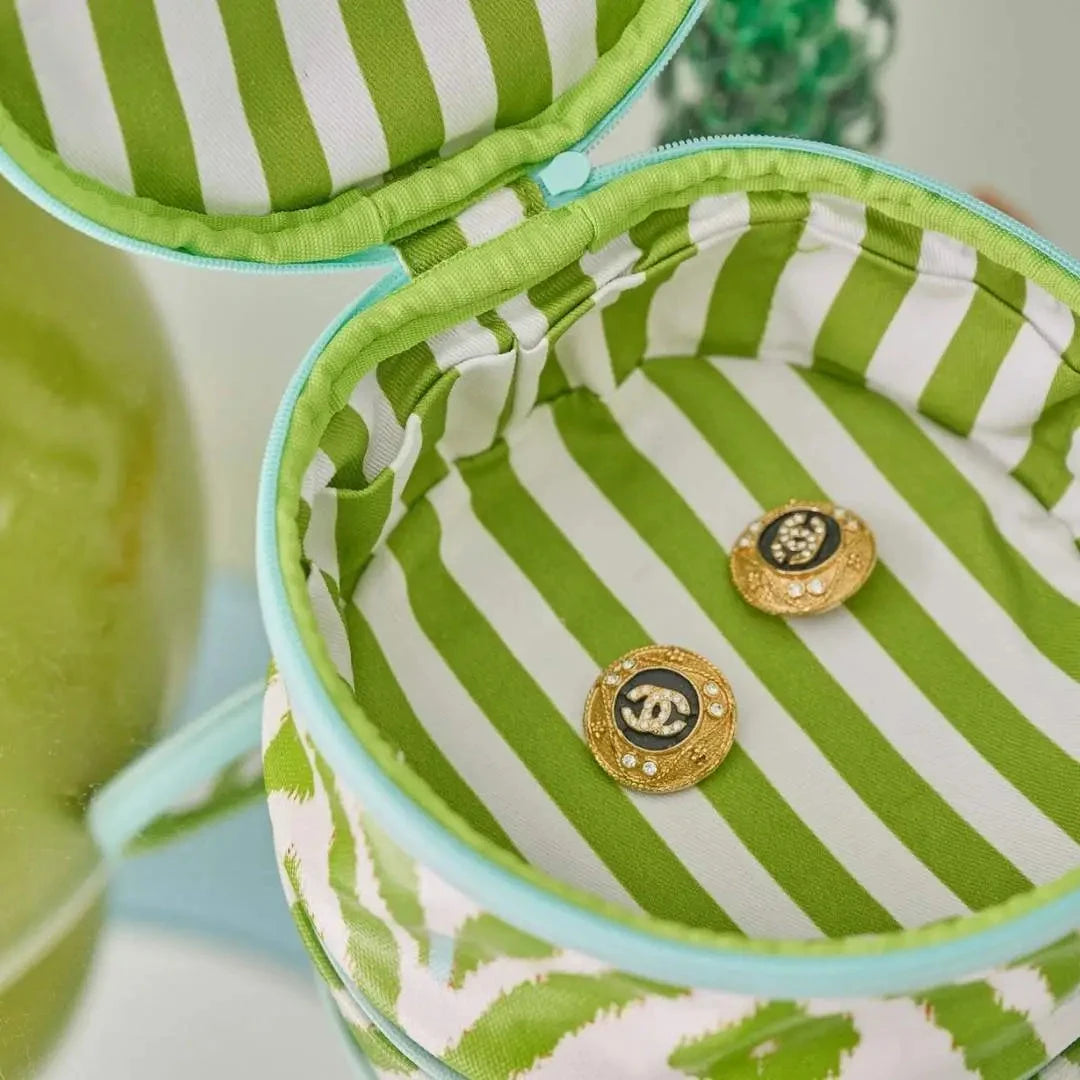 Round Jewelry Case - Petite Frond Green Jewelry Case Laura Park Design 