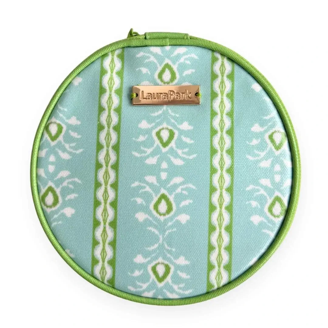 Round Jewelry Case - Rosemary Stripe Blue Jewelry Case Laura Park Design 